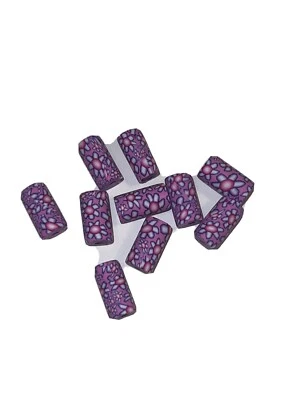 Lote de 10 cuentas de tubo Fimo sombreadas con flores rosas y púrpuras agujero de 1/8 pulgadas 3/4 pulgadas Foto 1 de 4