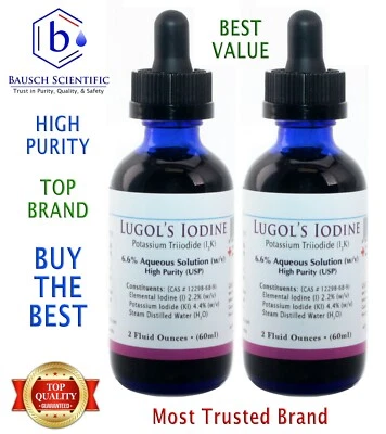 Раствор йода BAUSCH SCIENCE Lugols 2% 2 унции экономичная упаковка двойная упаковка = 4 унции - Изображение 1 из 4