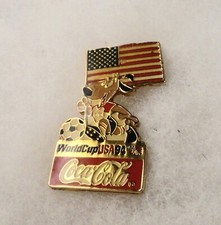 1994 World Cup Soccer USA / Coca Cola Flag Pin with Mascot:  USA - UNITED STATES