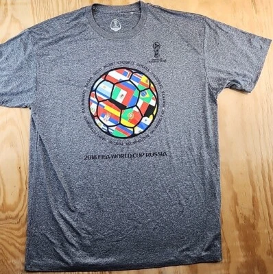 Vintage 2018 FIFA World Cup Russia Graphics Gray Polyester T-Shirt Mens XL - Image 1 of 4