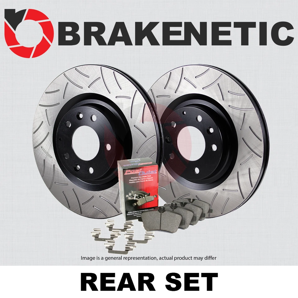 REAR BRAKENETIC Premium GT Slot Brake Rotors + Ceramic Pads BPK91030 — 第 1/1 张图片