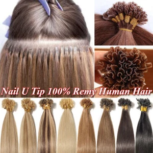 200g Russian 100% Remy Human Hair Extensions Nail U Tip Keratin Glued Pre Bonded - Picture 1 of 80