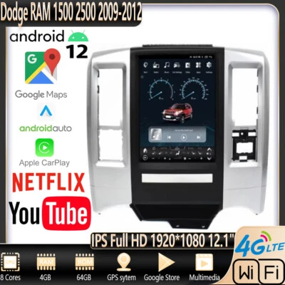 12.1" Tesla Car Radio Navigation Gps Screen For Dodge Ram 1500 2500 2009-2012