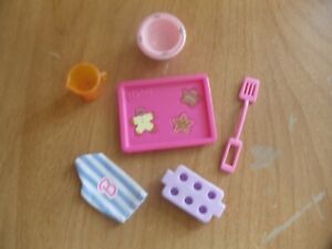 Barbie doll Baking Set - Mitt - Measuring Cup - Bowl - Cookie Tray - Muffin Pan