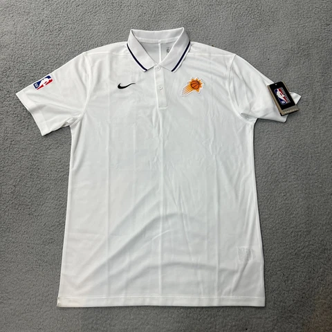 New Phoenix Suns Polo Shirt Adult Small White Nike Dri Fit NBA Logo Basetball Cover