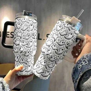 Bicchiere con strass Halloween 40 oz, Halloween spettrale fantasma strass bicchiere, - Foto 1 di 5
