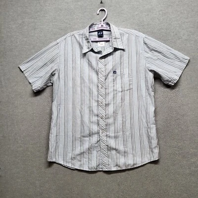 Anchor синий мужчин рубашка на пуговицах большой синий в полоску логотип вышитый Y2K - Изображение 1 из 4