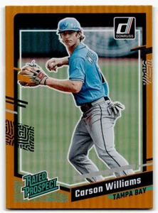 2023 Donruss Orange Rated Prospect Carson Williams #65 Tampa Bay Rays - Foto 1 di 2