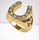 1.0 Ct Lab-Moissanite Horseshoe Wedding Ring 14k Yellow Gold Over Men's Jewelry
