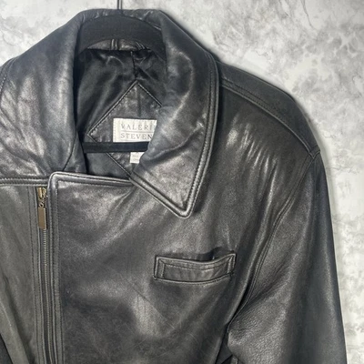 Chaqueta de cuero negra vintage para mujer talla mediana Valerie Steven’s piel de cordero  Foto 1 de 4