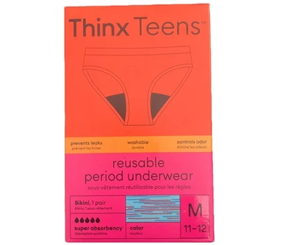 Bikini de algodón súper absorbente Thinx para adolescentes ropa interior de período holograma mediano Foto 1 de 4