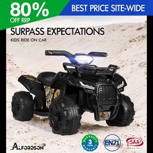 ALFORDSON Kids Ride On Car Electric ATV Toy 25W Motor W/ USB MP3 LED Light Black - Picture 1 of 12