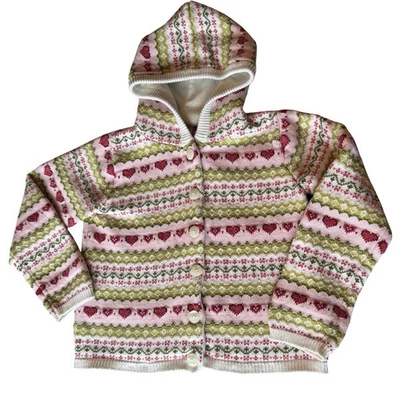 Cardigã Gymboree Fair Isle com capuz com botão tamanho M (7-8) menina pão de gengibre - Imagem 1 de 4