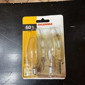 Sylvania 2 Pack 60W Chandelier B10 Bulbs Small Base Clear Decorative New - Picture 1 of 3