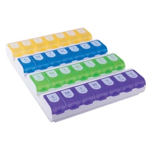 Weekly (7-Day) Pill Case, Medicine Planner, Vitamin Organizer Box, 4 Times a ... - Picture 1 of 7