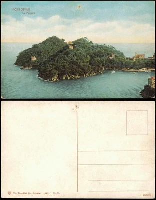 Cartolina Portofino Umlandansicht mit Halbinsel La Penisola 1907 - Bild 1 von 3