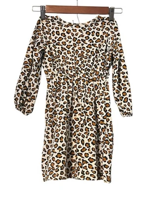 Pink Chicken Dress Girls Leopard •Girl 5• Long Sleeve Organic Cotton - Image 1 of 4