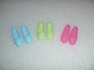 Barbie Shoes -3 Pair of Crescent Top Flats For Flat Footed Poseable Dolls Set 8 - Picture 1 of 8