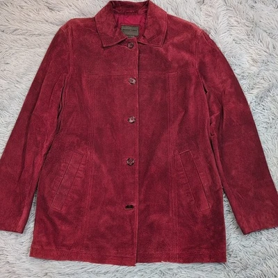 Chaqueta Brandon Thomas Mujer M Cuero Gamuza Bolsillos Softshell Abotonada Preppy Foto 1 de 4