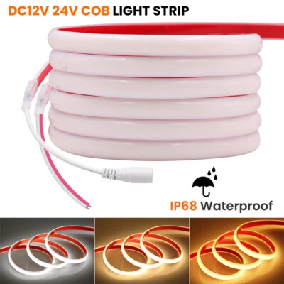 LED COB Streifen Warmweiß Weiß 12V 24V Band Strip IP68 Wasserdicht Selbstklebend - Bild 1 von 4
