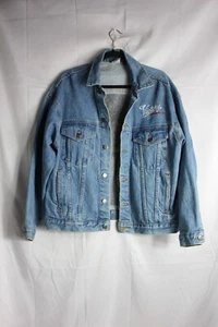 Vintage Victory Motorcycles Denim Jacket Embossed & Embroidered Size S USA - Picture 1 of 9