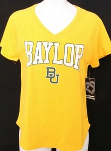 NEW Baylor Bears BU Colosseum Soft Relaxed Yellow V-Neck SS Tee Shirt Women's M - Picture 1 of 9