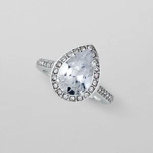 Avon Clear Teardrop CZ Halo Cocktail Ring Size 8 New In Box - Picture 1 of 2