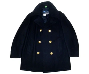 Vtg SPIEWAK US NAVY Double Breasted WOOL Golden Buttons PEACOAT Coat~MADE IN USA - Picture 1 of 11