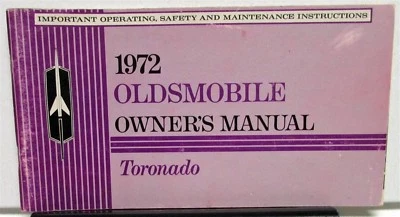 Oldsmobile 1972 manual del propietario Toronado cuidado y operación original Foto 1 de 2