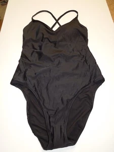 NEW AMERICAN EAGLE AERIE LARGE 1pc SWIMSUIT BLACK, FULL COVERAGE, BACK LACE UP - Picture 1 of 7