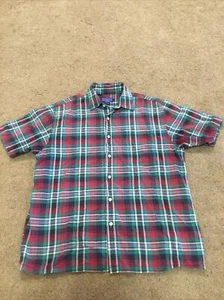 Pendleton Shirt Men's Large Button Front Plaid Stripes Red Green Black Cotton - Picture 1 of 6