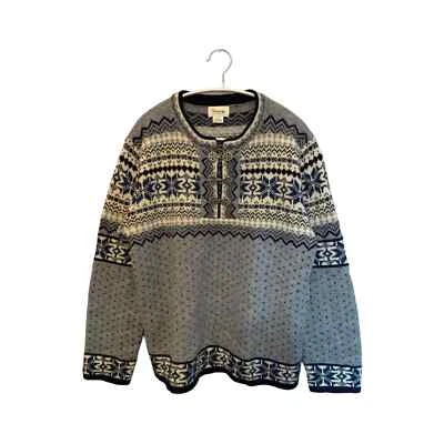 Pullover de lana Cambridge Dry Goods vintage Nordic Fair Isle cierres metálicos mediano Foto 1 de 4