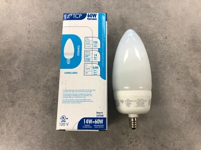 TCP 10714C 14W Compact Fluorescent Lamp 2700K Candelabra Base  - Image 1 of 4