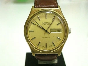 EXACTUS 8569 AUTOMATIC SWISS WATCH, VINTAGE 70´s MEN´S, ST-ST G/P, DATE DAY, W-R - Imagen 1 de 12