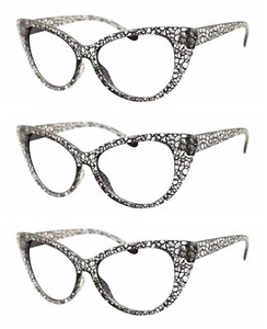 Retro Vintage Women Gray & Clear Big Cat Eye Reading Glasses Readers +1.0~+4.0 - Picture 1 of 11
