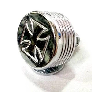 Chrome Engraved Cross Cap & Hex Bolt Kit for Harley Seat Mounting to Rear Fender - Bild 1 von 4