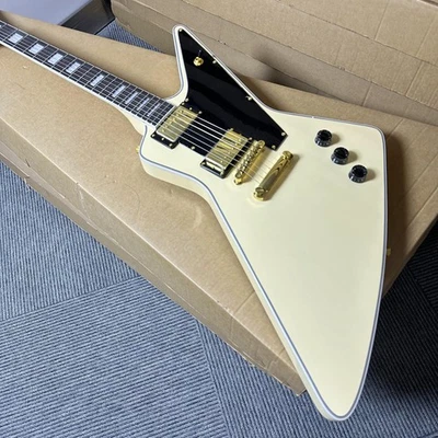 US Warehouse Explorer Milk yellow electric guitar Gold hardware mahogany body - Image 1 of 4