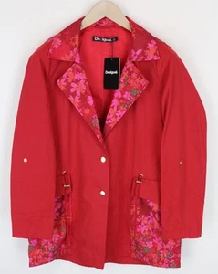 Desigual EU38 Mujer Chaqueta Delphine Floral Rojo Largo Medio Gabardina Estilo - Imagen 1 de 10