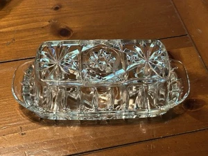 VTG 1960's Anchor Hocking Prescut Clear Glass Star of David Covered Butter Dish - Picture 1 of 7