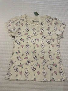 NWT Disney Aristocats Marie Girls Large Off-white T-shirt W/ Scallop Collar/bow - Picture 1 of 10