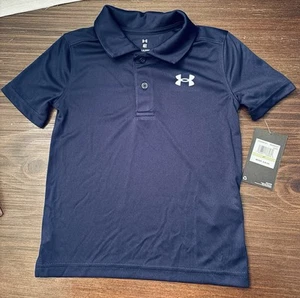4T Toddler Under Armour Breathable Collared Button Dress Short Sleeve Shirt Blue - Picture 1 of 4