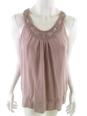 💚 STYLE BUTLER Tunika Bluse für Damen Einfarbig Perlen Rosa 36 Ärmellos Seid... - Bild 1 von 4