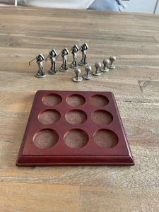 Golf Pewter Tic Tac Toe Desk Set Golf Figures Wood Board FREE SHIPPING - Picture 1 of 4