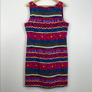 Jessica Howard Dress Women’s 14 Bright Pattern Multicolor Stripe 90s Sleeveless - Picture 1 of 6