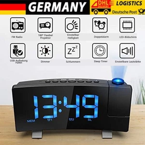 Digital Radiowecker Funkuhr & Projektion FM LED Dimmbar Funk-Projektionswecker - Bild 1 von 10