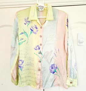 Beautiful Vintage Pure Silk Escada Margaretha Ley Printed blouse Size EU 42 UK14 - Picture 1 of 11