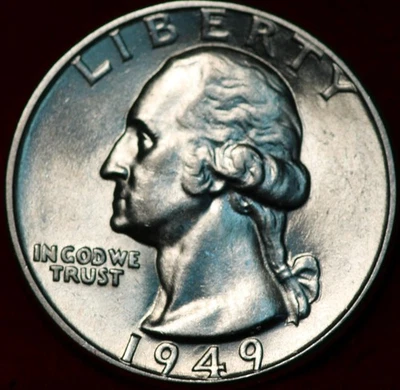 Uncirculated 1949-D Denver Mint Silver Washington Quarter - Image 1 of 2