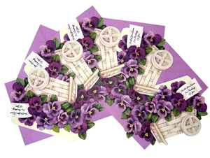Hallmark Thinking Of You Tarjeta de Felicitación Rueda Barril Amapolas Púrpura, JUEGO DE 5 - Imagen 1 de 7