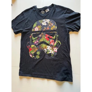 Star Wars Mens Tropical Storm Trooper Graphic T Shirt Size M Black Floral Unisex - Picture 1 of 4