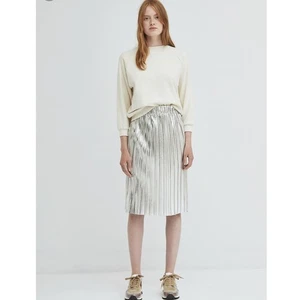 Isabel Marant Étoile Pleated Skirt Size 34 US XS Silver Metallic Knee Length - Picture 1 of 5